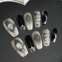 Nouvelles 10 pièces de faux ongles en acrylique faits main, design exclusif, motif canard, luxe, ongles faits main