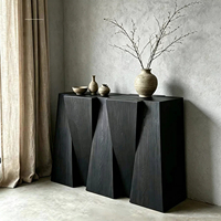Table de porche en bois massif noir style Wabi-sabi, console de décoration moderne et simple à forme tridimensionnelle pour B&B et salon