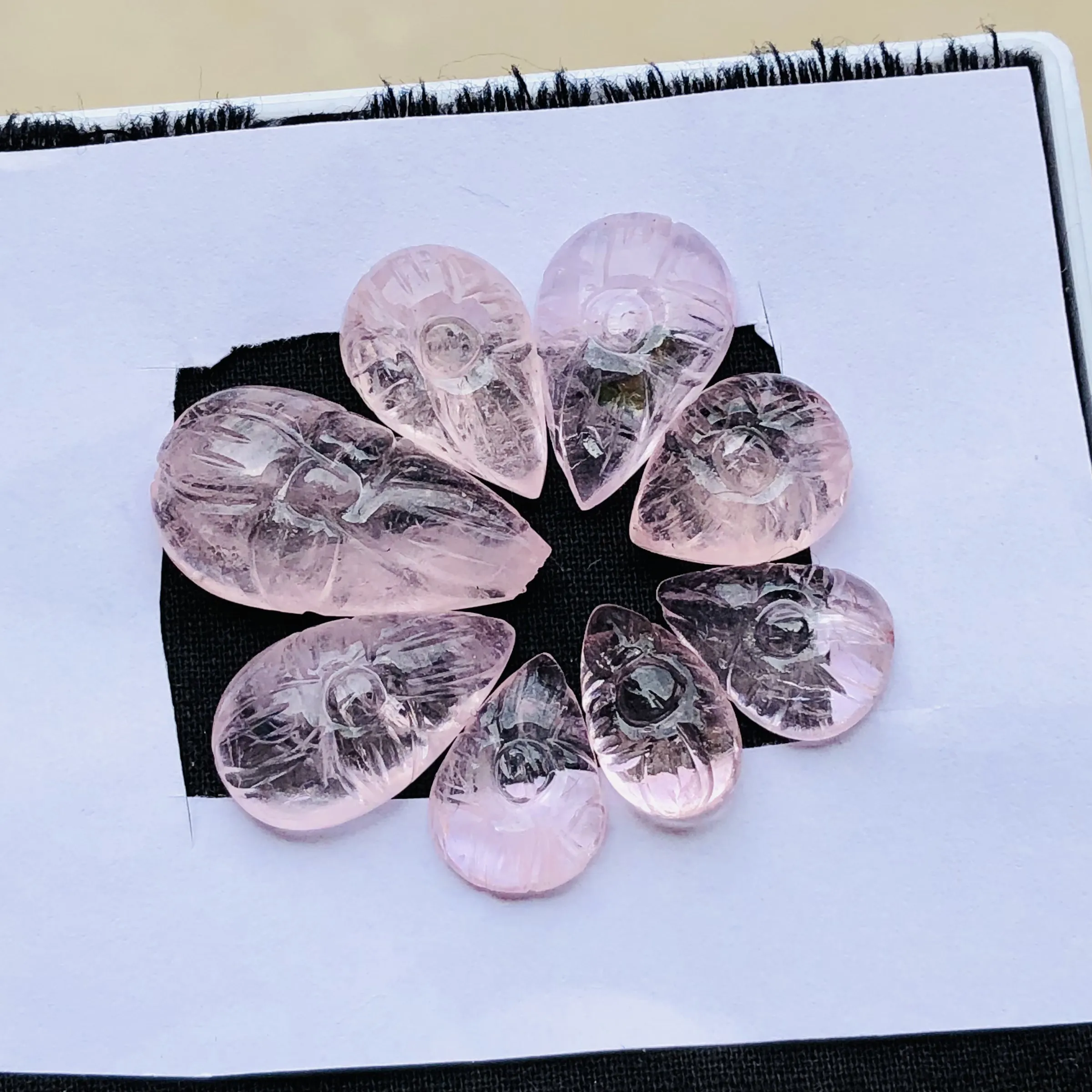 5 pezzi lotto AAA 63 Ct naturale impeccabile taglio rosa Morganite intaglio pietre sciolte per la creazione di gioielli