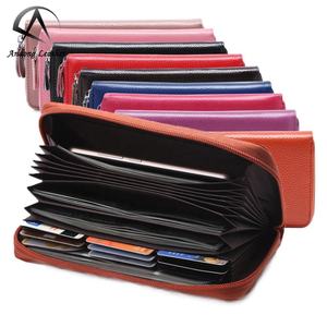 Cartera Larga de Cuero Andong para Mujer, Cartera de Cuero Vacuno Genuino con Protección RFID, Bolsos de Mano de Moda, Tarjeteros, Monederos para Teléfono Móvil para Mujer - Product Image 1