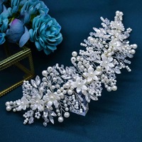 Patchs en fil de strass 3D Perle Blanche pour Robe de Mariée, Accessoires de Coiffure Nuptiale