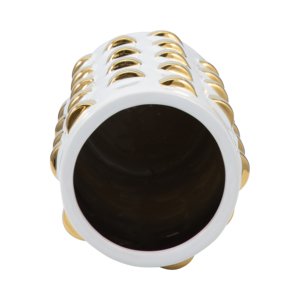 Vaso cilindrico in ceramica con dettagli dorati per l'arredamento del soggiorno e vaso per fiori per camera da letto o ufficio - Product Image 5