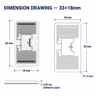 Étiquette RFID UHF UCODE X 33x18mm GS1 Gen2v2 Flexible EPC 96-208bit, Étiquette imprimable au niveau de l'article pour le commerce de détail, l'habillement, les soins de santé et l'alimentation