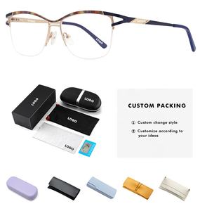 Gafas Ópticas de Metal con Media Montura Cuadrada para Mujer, Diseño Personalizado con Logotipo, Alta Calidad OEM ODM, Estilo Hemme Paris ME42J45, Ligeras - Product Image 4