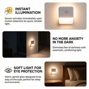 Luz Nocturna Inteligente con Sensor de Movimiento, Inalámbrica, LED, Cuadrada, de ABS, para Pared, con Luz Frontal y Resplandor Trasero, para Dormitorio y Escaleras - Product Image 5