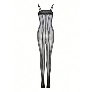 Ensemble de lingerie une pièce en soie transparente, style européen et américain, sexy, avec camisole rayée, très vendu, à maintien ferme - Product Image 4