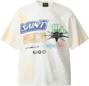 Haut surdimensionné d'été pour hommes 100% coton Hip Hop rappeur T-Shirt à manches courtes lettre complète impression col rond haut coton - Product Image 5