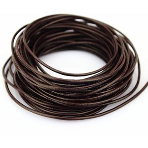 LolliBeads - Cordón de Cuero Genuino Redondo de 1.5 mm, Color Marrón Oscuro Espresso, para Hacer Pulseras, 10 Metros - Product Image 1