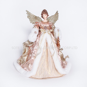 SOTE Unique 40CM Résine <span class=keywords><strong>Ange</strong></span> Champagne Intérieur Xmas TreeTop Navidad <span class=keywords><strong>Ange</strong></span> Décoration <span class=keywords><strong>De</strong></span> Bureau avec Ailes À Plumes - Product Image 5