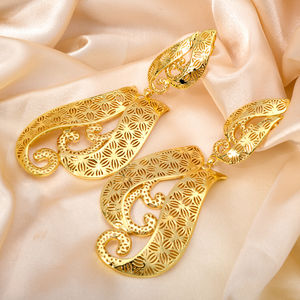 Pendientes de Aro de Latón Chapados en Oro de 14K de Dubái, Diseño Clásico para Mujer - Product Image 4