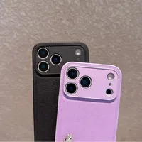 Coque de téléphone antichoc mate à texture cuir litchi rétro compatible avec iPhone 17E 17 Air 16E 16 15 14 Plus 13 12 Mini 11 ProMax