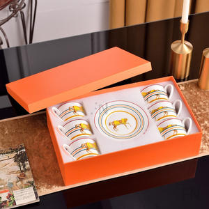 Vente chaude, service à thé de luxe européen en porcelaine osseuse, 12 pièces, tasses et soucoupes - Product Image 4