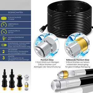 Kit de jet d'égout à haute pression PVC noir Karchers Compatible eau souterraine Rat buse de pulvérisation vidange déblocage outils de nettoyage - Product Image 6