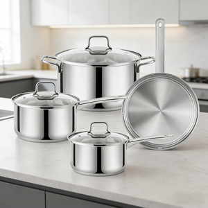 Set di <span class=keywords><strong>Pentole</strong></span> in Acciaio Inox 7 Pezzi 16/18/20/24cm Casseruola Pentola per Zuppa Padella <span class=keywords><strong>Servizio</strong></span> OEM - Product Image 1