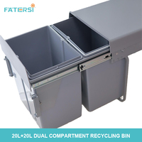 Poubelle de cuisine en plastique FATERSI 20L, poubelle intégrée dans l'armoire, poubelle coulissante, paniers de rangement coulissants