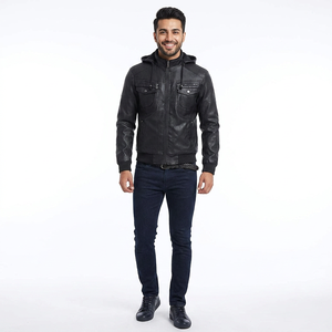 New Fashionable <b>Mens</b> <b>Leather</b> <b>Jacket</b> Wholesale Price Casual Winter Wear with Stand Collar <b>jacket</b> for <b>men</b> - Product Image 1