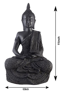 Statue de Bouddha en résine noire, décoration spirituelle pour la maison, ornement de table d'intérieur, élégante pièce d'art pour le salon, inspirée de la méditation - Product Image 3