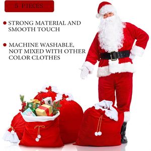 Décorations de Noël Sac à dos de Noël pour personnes âgées Sac cadeau en tissu épais de grande taille avec cordon de serrage pour bonbons - Product Image 4