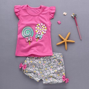 Conjunto de 2 Piezas de Ropa de Verano para Bebés Niñas, Diseño Floral, Tela de Lana, Ecológico, Venta al Por Mayor - Product Image 4