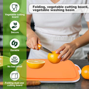 Récipient pliable de 30l pour le stockage des aliments avec planche à découper Baignoire multifonctionnelle de préparation de barbecue pour la cuisine de camping avec couvercle - Product Image 4