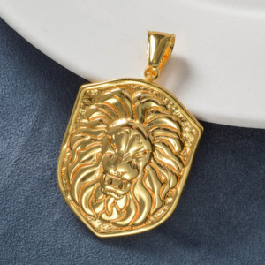 Colgante de Lujo con Cabeza de León, Personalizable con Grabado, Acero Inoxidable 316L, Chapado en Oro de 18K, Cadena Gruesa de Cuerda Trenzada, Unisex - Product Image 3