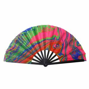 High Quality Holographic Iridescent Reflective Rave Party Custom Hand Large Bamboo Pvc Clack Fan - Product Image 2