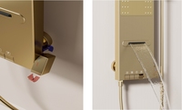 Système de douche à effet pluie multifonctionnel de luxe avec écran LED, mitigeur de douche en laiton à poignée unique, surface brossée douce, ensemble de douche pour salle de bain