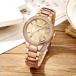 CURREN 9004 Cute Rose Gold <strong>Lady</strong> Quartz <strong>Watch</strong> New Arrival Stainless Steel Band Water Resistant <strong>Bling</strong> Rohs Leisure <strong>Watch</strong> Design - Product Image 4