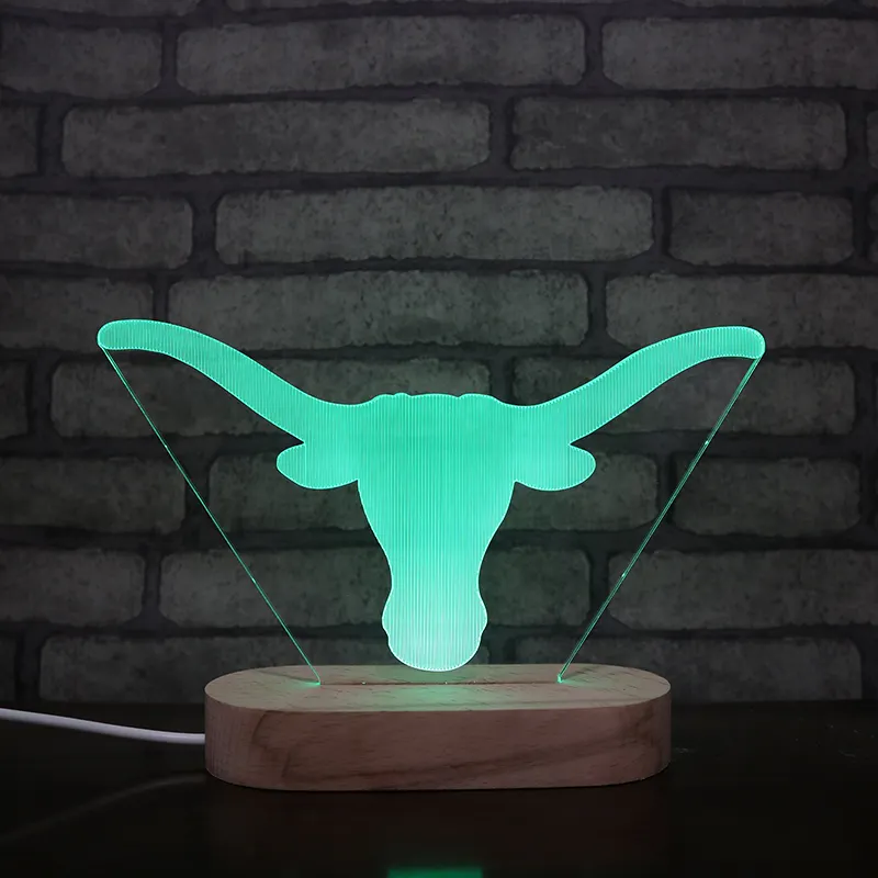 Oval Shape Wooden Base lamp can customized different size Acrylic LED Decorated Night Light
