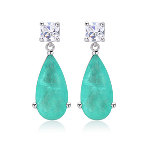 Paraiba Tear Của Thả Hình Bông Tai Cho Phụ Nữ Tourmaline Màu Xanh Zircon Fusion Đá Đồ Trang Sức Phụ Nữ Bông Tai Valentine Của Ngày Quà Tặng - Product Image 1