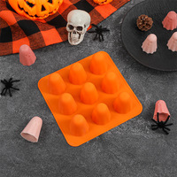 Nouveau moule à gâteau en silicone ZIMU 1 pièce, motif fantôme orange d'Halloween, qualité alimentaire, écologique, résistant à la chaleur, facile à démouler, pour pudding