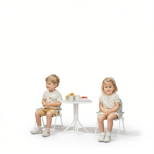 Juego de escritorio y silla para niños, diseño minimalista de plástico, solución de mobiliario infantil - Product Image 1