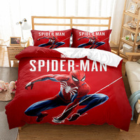 Parure de lit trois pièces personnalisée en fibre chimique imprimée numériquement, motif Spider-Man, écologique, 100 fils au pouce carré
