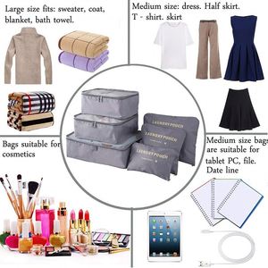 Ys778 Lot de 6 sacs de rangement pour bagages, organiseurs de voyage personnels, cubes de rangement - Product Image 4