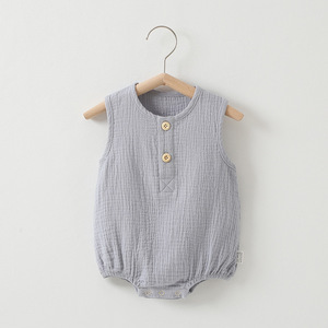 Hot Summer 100% Cotton Baby Sleeveless Pajamas Solid Color <strong>Vest</strong> Baby Jumpsuit Thin Baby Blank Romper <strong>for</strong> <strong>Newborn</strong> - Product Image 5