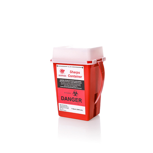 Contenedor de objetos punzocortantes desechable Gongdong de PP de 1 cuarto de galón, rojo, para residuos médicos, con tapa abatible y compartimentada, con 510k - Product Image 4