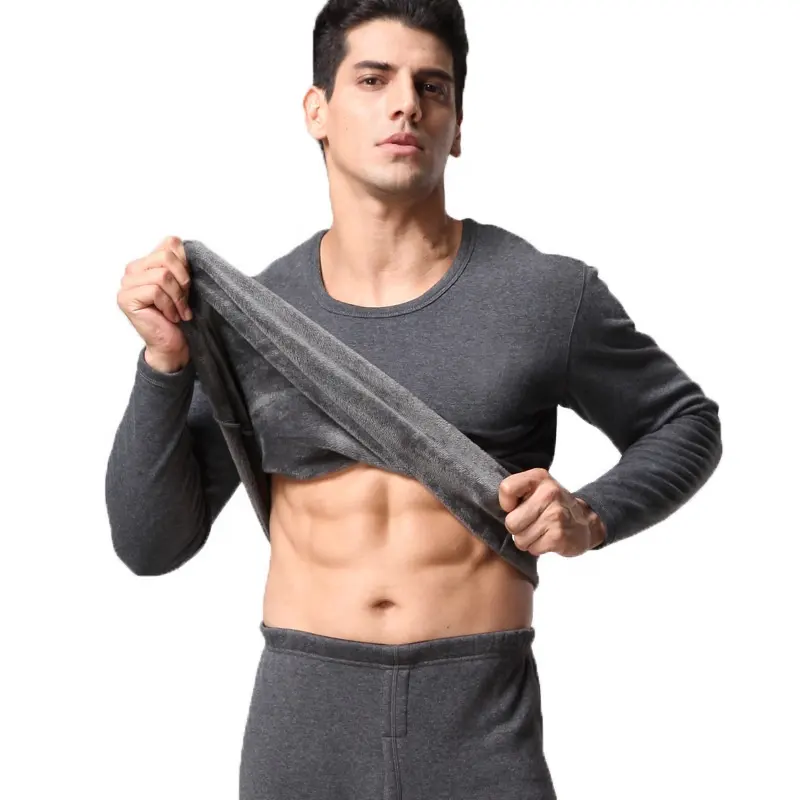 Wholesale men's thermal underwear soft velvet long sleeve inner wear