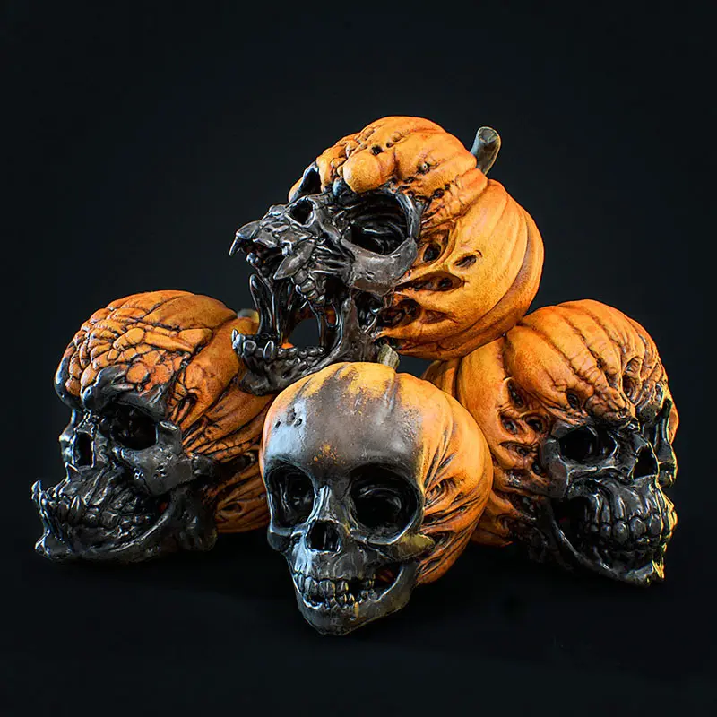 Ornamen lucu baru kerajinan labu Resin Halloween dekorasi taman horor Halloween Resin menakutkan
