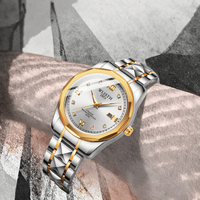 Vente directe d'usine de bijoux, montre mécanique automatique pour homme, boîtier en acier inoxydable bicolore, index en diamant, montre-bracelet OEM ODM