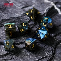 Udixi Logo personnalisé polyédrique Donjons et Dragons Pierre Gemme Labradorite Cube Jeu de dés
