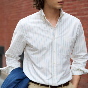 Chemise Oxford en coton pour homme, manches longues, coupe décontractée avec poche, respirante, confortable, classique pour les étudiants, logo personnalisé - Product Image 1