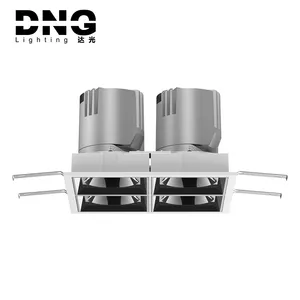 DNG Dimmable תקרת נגד בוהק למטה אורות מתכוונן ארבעה ראשים רב מלבני ספוט Led Cob SMD כיכר שקוע Downlight