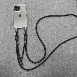 Coque de téléphone antichoc en PC rigide transparent 1,5 mm avec trou pour cordon et bandoulière pour iPhone 11 12 13 14 15 16 17 Pro Max - Product Image 3