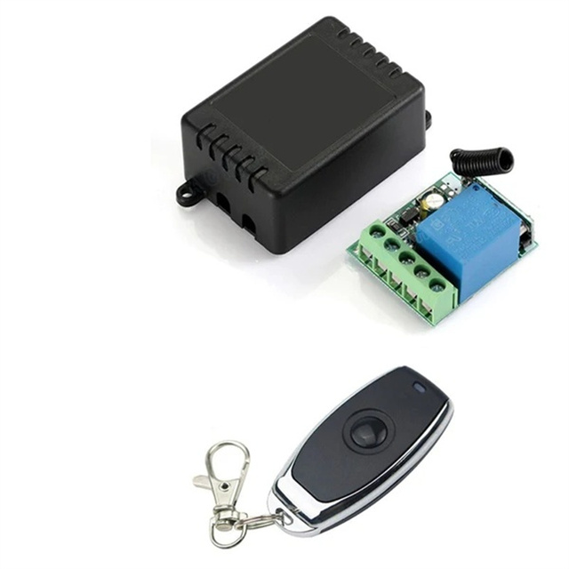 KR1201B and KT08-4 DC 12V 1CH 433Mhz RF Wireless Relay Remote Control Light Momentary Switch Transmitter with Receiver (1 Relay)