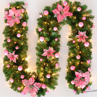 Guirlande de Noël décorative en rotin artificiel pour porte, avec fleurs et plantes