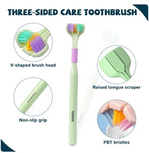 Cepillo de dientes de pelo suave de tres caras, cepillo de dientes para adultos y niños, cerdas suaves ultrafinas, cuidado bucal, seguridad, cepillo de dientes, limpieza bucal - Product Image 2