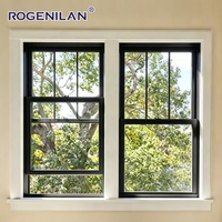 Fenêtre coulissante verticale en aluminium sur mesure Rogenilan à double vitrage, vitrage Low-E, fenêtres à double battant pour maisons