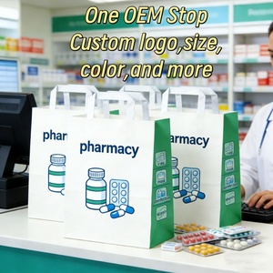 Sacs en papier kraft biodégradables personnalisés, écologiques et recyclables <span class=keywords><strong>pour</strong></span> pharmacies, ordonnances et médicaments – Vente en gros - Product Image 4