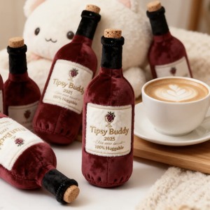 Nuevo juguete de peluche para mascotas con forma de botella de vino, juguete para perros, juguete chirriante para bebés, botella de vino personalizada - Product Image 4