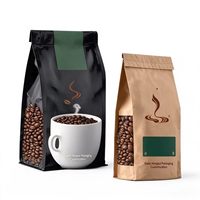 Sac carré en plastique transparent mat recyclable avec impression de logo personnalisée, fermeture éclair supérieure, sachet pour grains de café avec valve